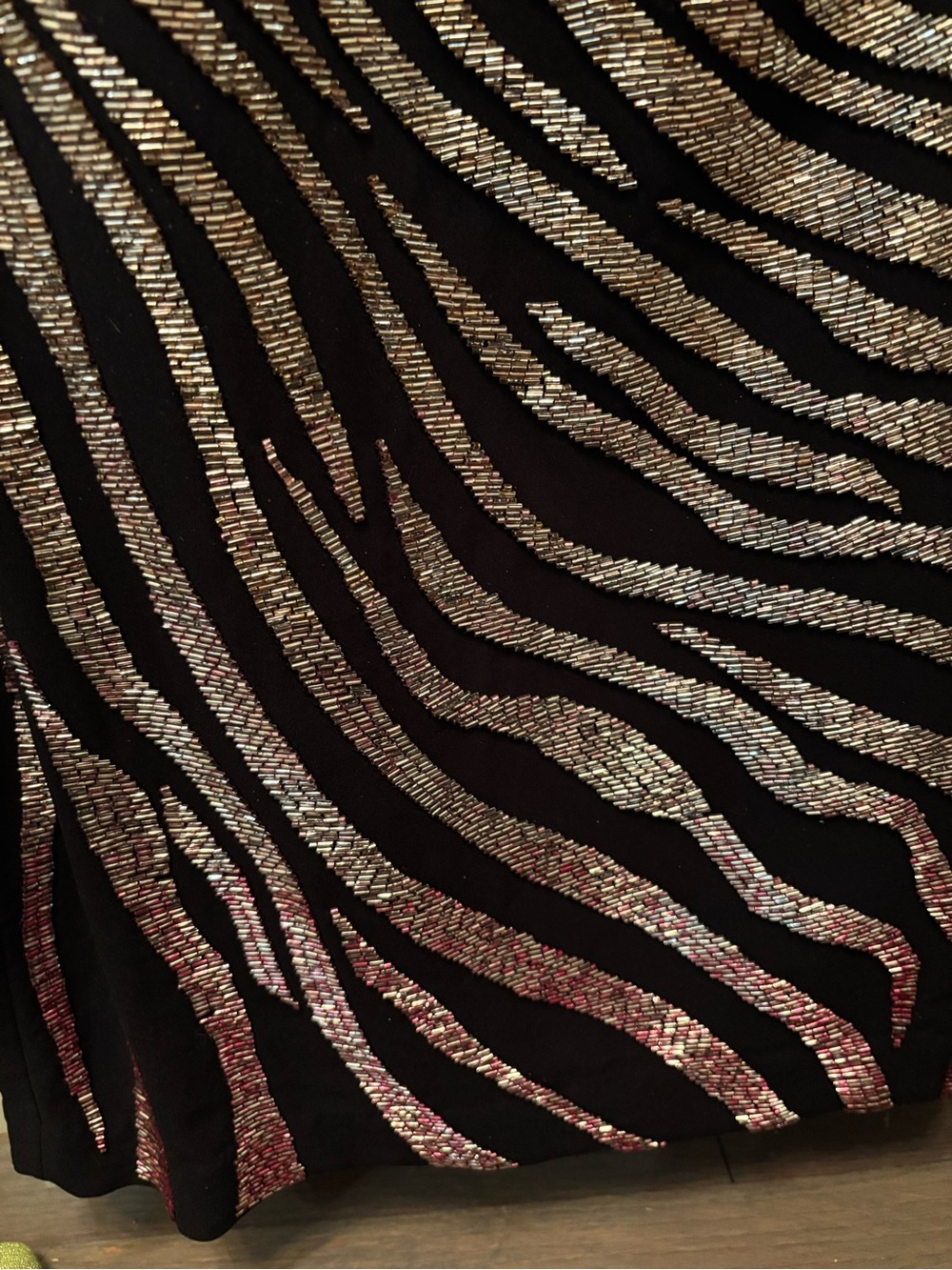 Retrofete Black Mini Dress with Gold and Silver Zebra Stripes - Picture 2 of 4
